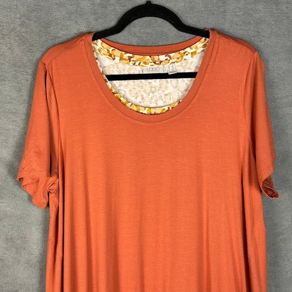 LOGO Lori Goldstein Top Womens 1X Rust 2 Piece Layered Tunic Stretch Lagenlook - Picture 2 of 13
